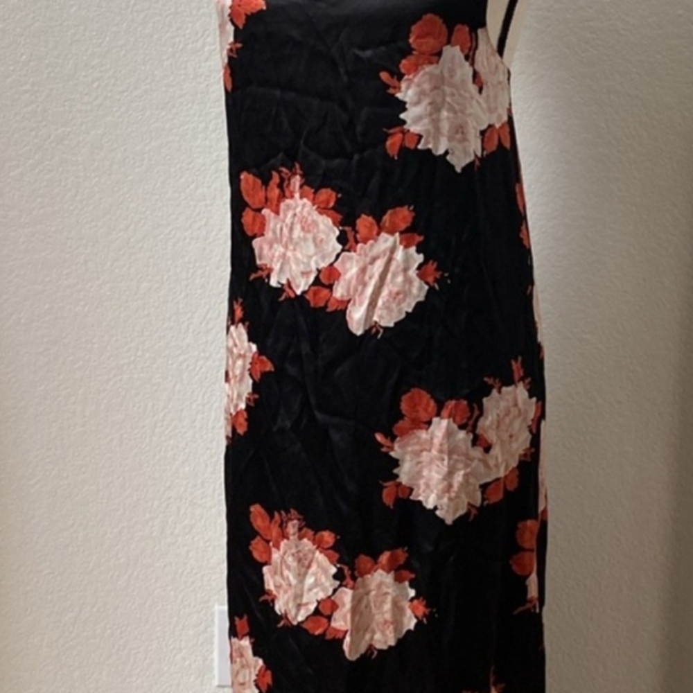 GANNI Floral-print Satin Maxi Slip Dress Size 40 US Size 8 - Picture 4 of 7